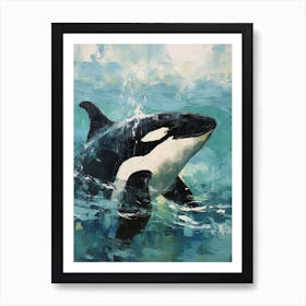 Close Up Impasto Style Painting Of An Orca Whale Art Print