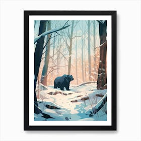 Winter Black Bear 1 Illustration Art Print