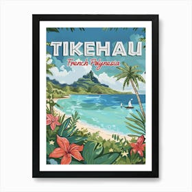 Tikehau: Where Pink Sands Meet Azure Waters Poster Art Print