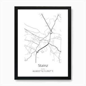 Stainz,Austria Minimalist Map Art Print