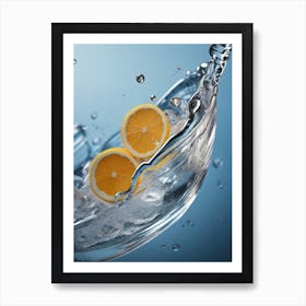 Water Splashing With Lemons Art Print