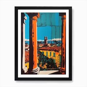 A Window View Of Rome In The Style Of Pop Art 2 Art Print