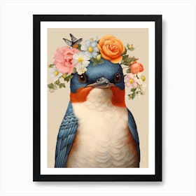 Bird With A Flower Crown Barn Swallow 1 Art Print
