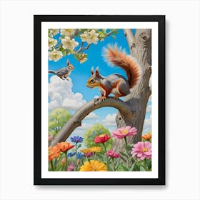 Squirrel In The Garden Art Print