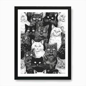 Perfectly Repeatable Artwork With Cute Cat Faces 72 Art Print