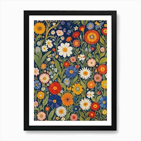 Rainbow Flowers In The Garden Art Print