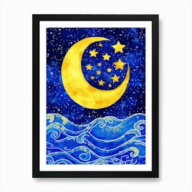 Moon And Stars In The Sky 2 Art Print