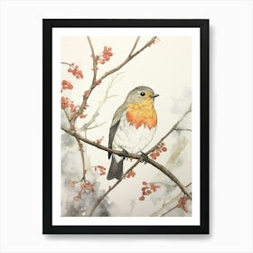 Bird Illustration Robin 1 Art Print