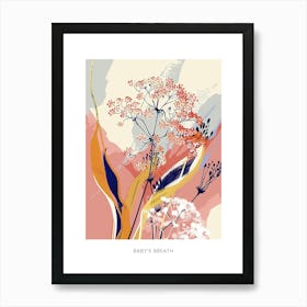 Colourful Flower Illustration Poster Babys Breath 1 Art Print