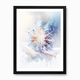 Beauty, Snowflakes, Storybook Watercolours 1 Art Print