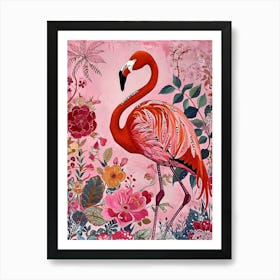 Floral Animal Painting Flamingo 2 Poster