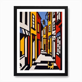 Painting Of Venice With A Cat In The Style Of Pop Art, Illustration Style 3 Art Print