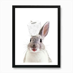 Rabbit With Toilet Paper Hat Art Print