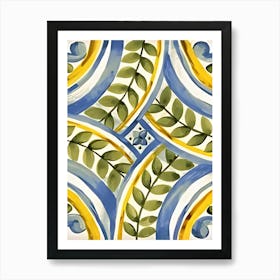 Blue And Yellow Tile 1 Art Print
