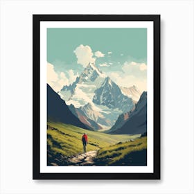 Tour De Mont Blanc France 3 Hiking Trail Landscape Art Print