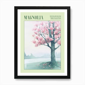 Magnolia Tree Atmospheric Watercolour Painting 4 Poster Art Print