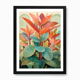 Tropical Plant Painting Rubber Tree Plant 2 Art Print