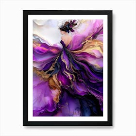 Purple And Gold Abstract Painting Art Print