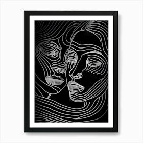 Simplicity Black And White Lines Woman Abstract 3 Art Print