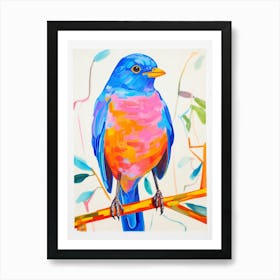 Colourful Bird Painting Eastern Bluebird 2 Art Print