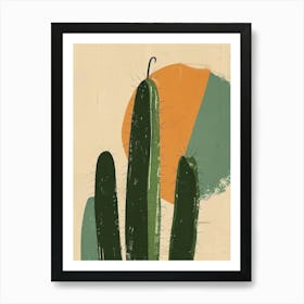 Fishhook Cactus Minimalist Abstract Illustration 4 Art Print