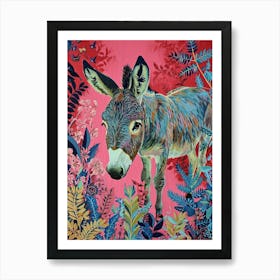 Floral Animal Painting Donkey 3 Art Print