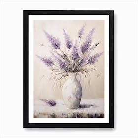 Lavender, Autumn Fall Flowers Sitting In A White Vase, Farmhouse Style 2 Art Print