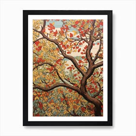 Dogwood 2 Vintage Autumn Tree Print  Art Print