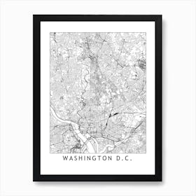 Washington White Map Art Print