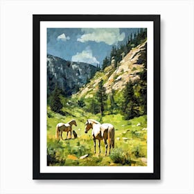 Horses Painting In Rocky Mountains Colorado, Usa 3 Art Print