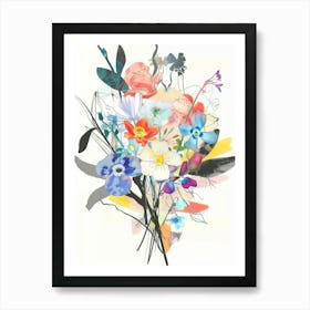 Forget Me Not 6 Collage Flower Bouquet Art Print