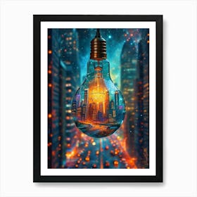 Metropolis In A Light Bulb 2 Art Print