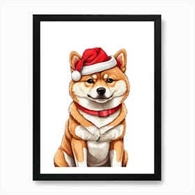 Christmas Shiba Inu Dog Art Print
