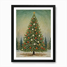 Merry Christmas Tree Art Print