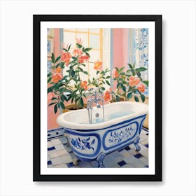 A Bathtube Full Of Camellia In A Bathroom 3 Art Print