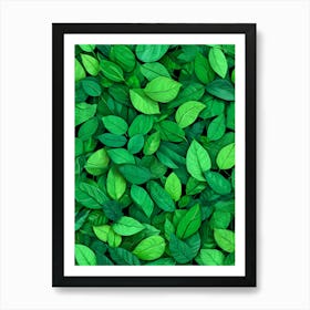 Green Leaves Seamless Pattern Art Print