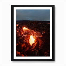Lava flow in the first morning light Art Print