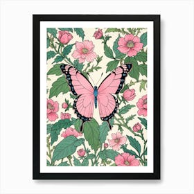 Pink Butterfly On A Flower Art Print