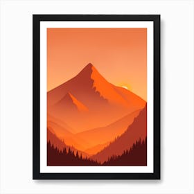 Misty Mountains Vertical Composition In Orange Tone 138 Art Print