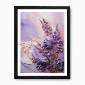 Lavender Flowers On A Purple Background Art Print