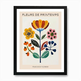Spring Floral French Poster  Peacock Flower 3 Art Print