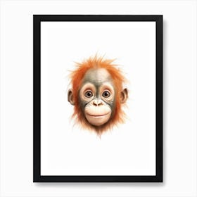 Watercolour Jungle Animal Baby Orangutan 4 Poster