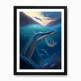 Elasmosaurus Illustration Dinosaur Art Print