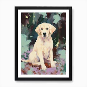 A Golden Retriever Dog Painting, Impressionist 3 Art Print