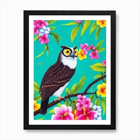 Great Horned Owl Tropical bird Art Print