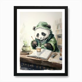 Panda Art Writing Watercolour 4 Art Print
