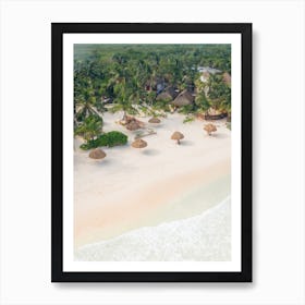 Salty Beach Umbrellas In Tulum Art Print