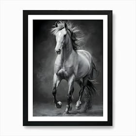 White Horse Galloping Art Print