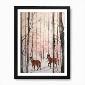 Winter Watercolour Red Wolf 3 Art Print