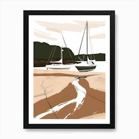 Sailboats On The Beach 2 Art Print